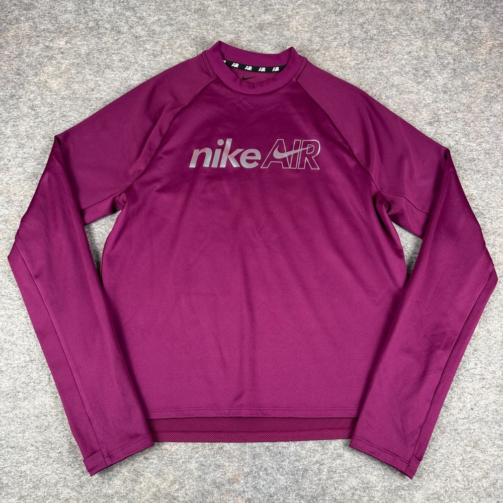 Nike Air Running Midlayer Mesh Long Sleeve Top DM7545-610 Purple Womens Large L - Picture 1 of 10